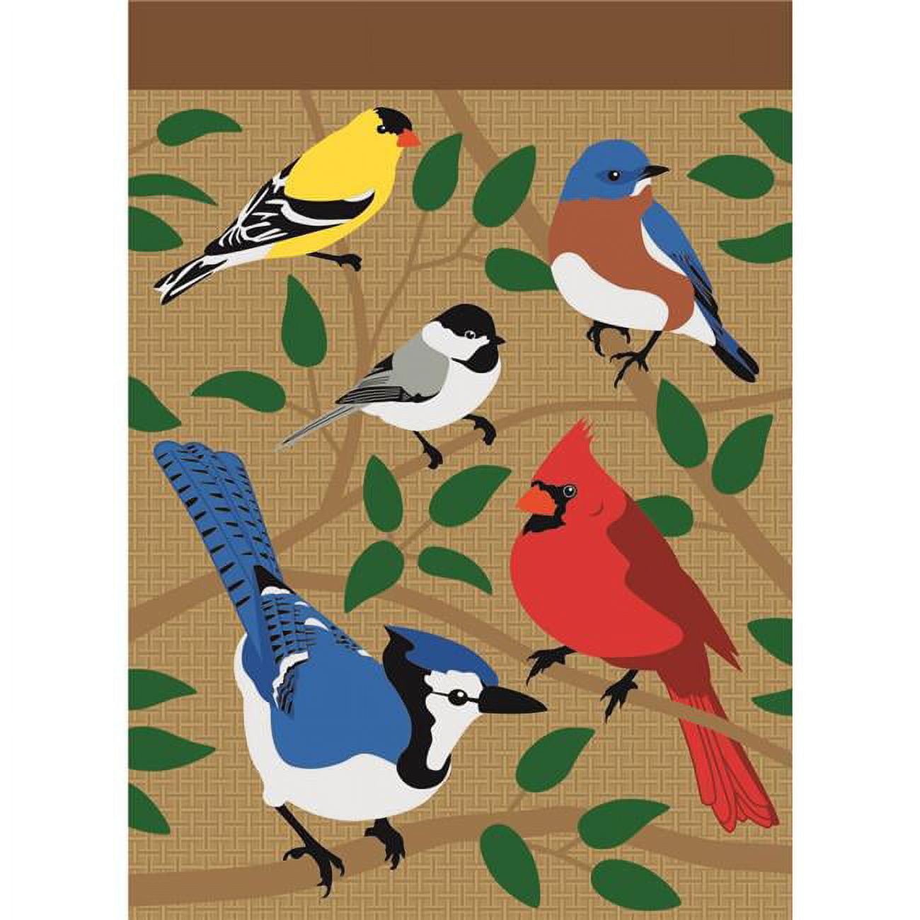 M010002 13 x 18 in. 5 Songbirds Burlap Garden Flag