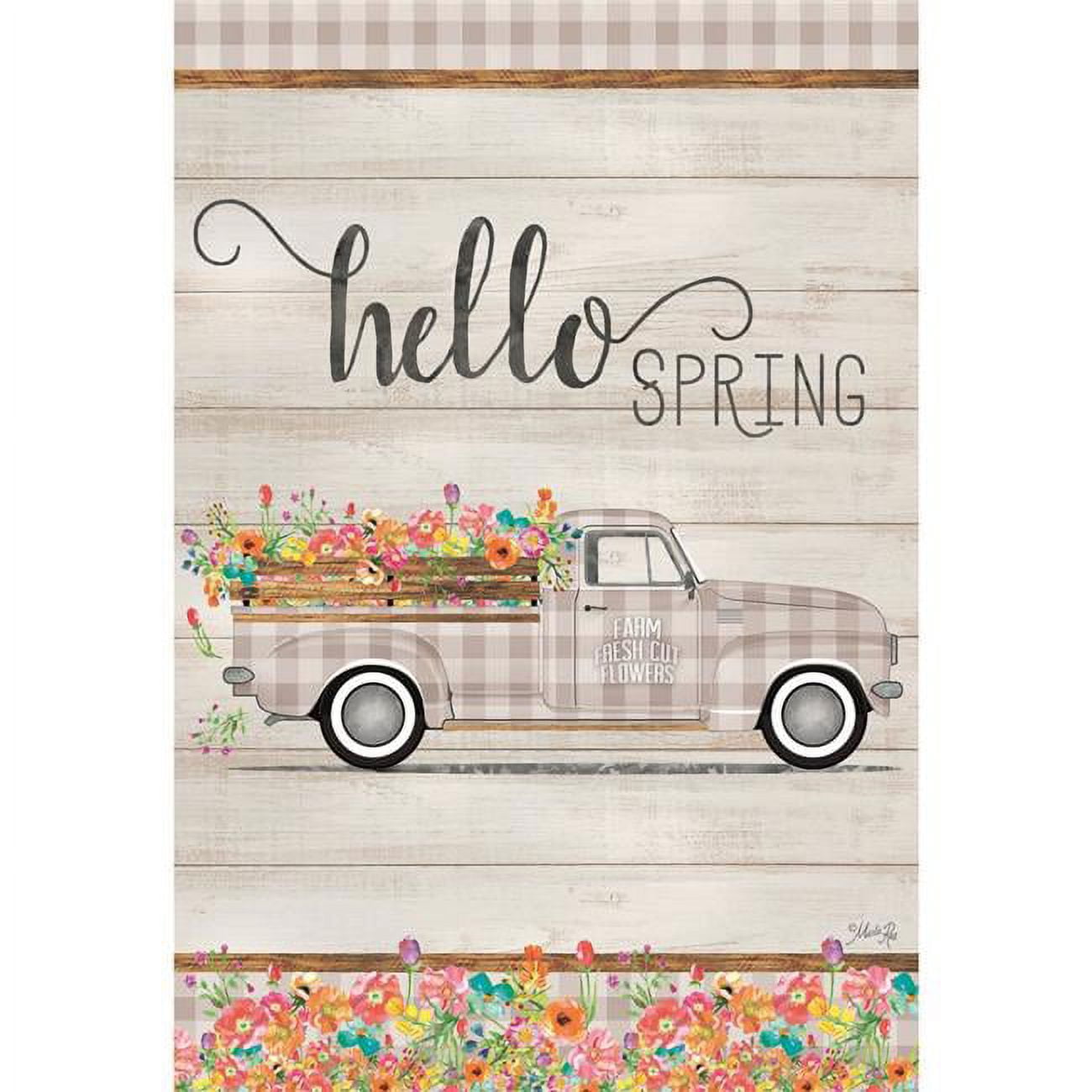 13 x 18 in. Hello Spring Truck Polyester Garden Flag