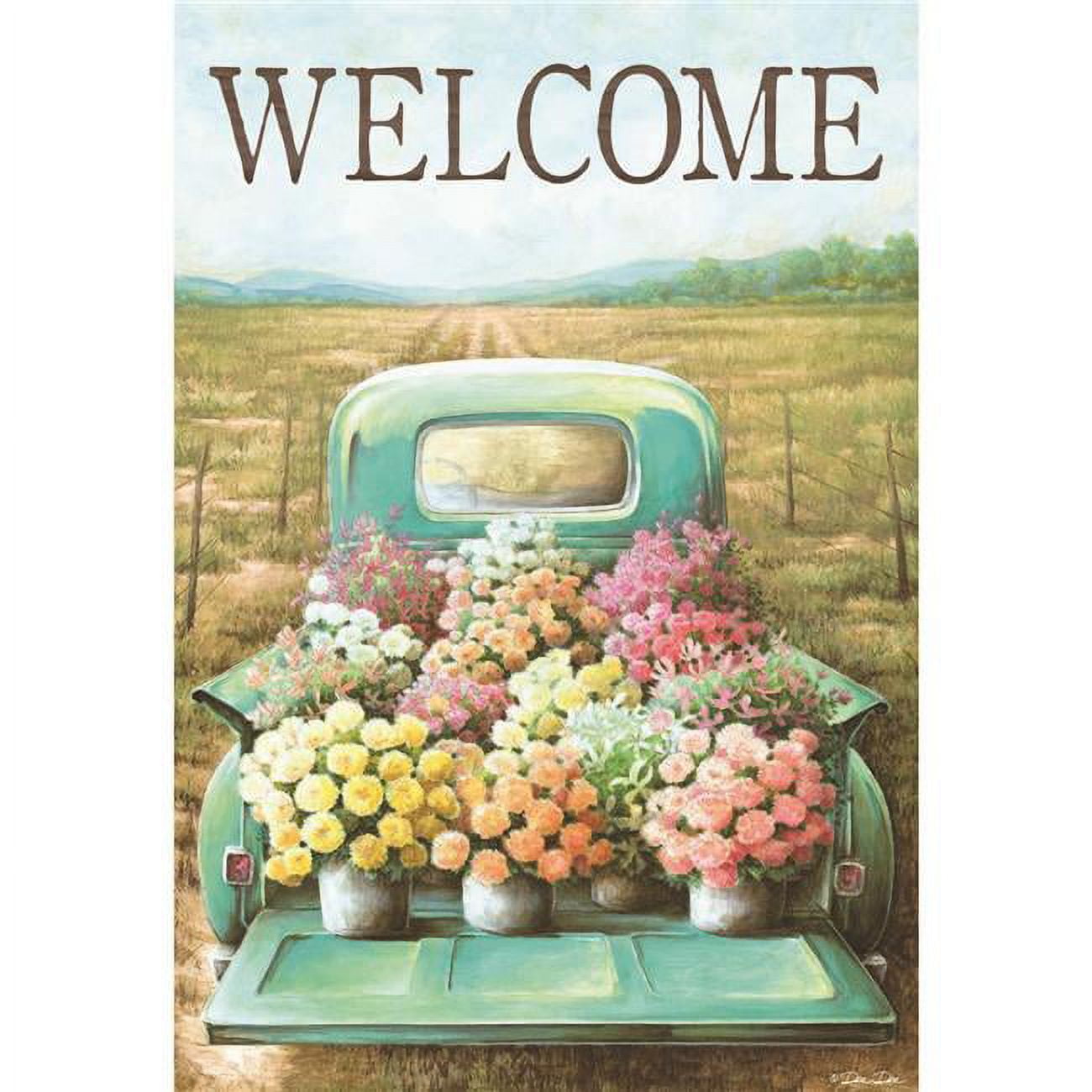 13 x 18 in. Welcome Flower Truck Polyester Garden Flag