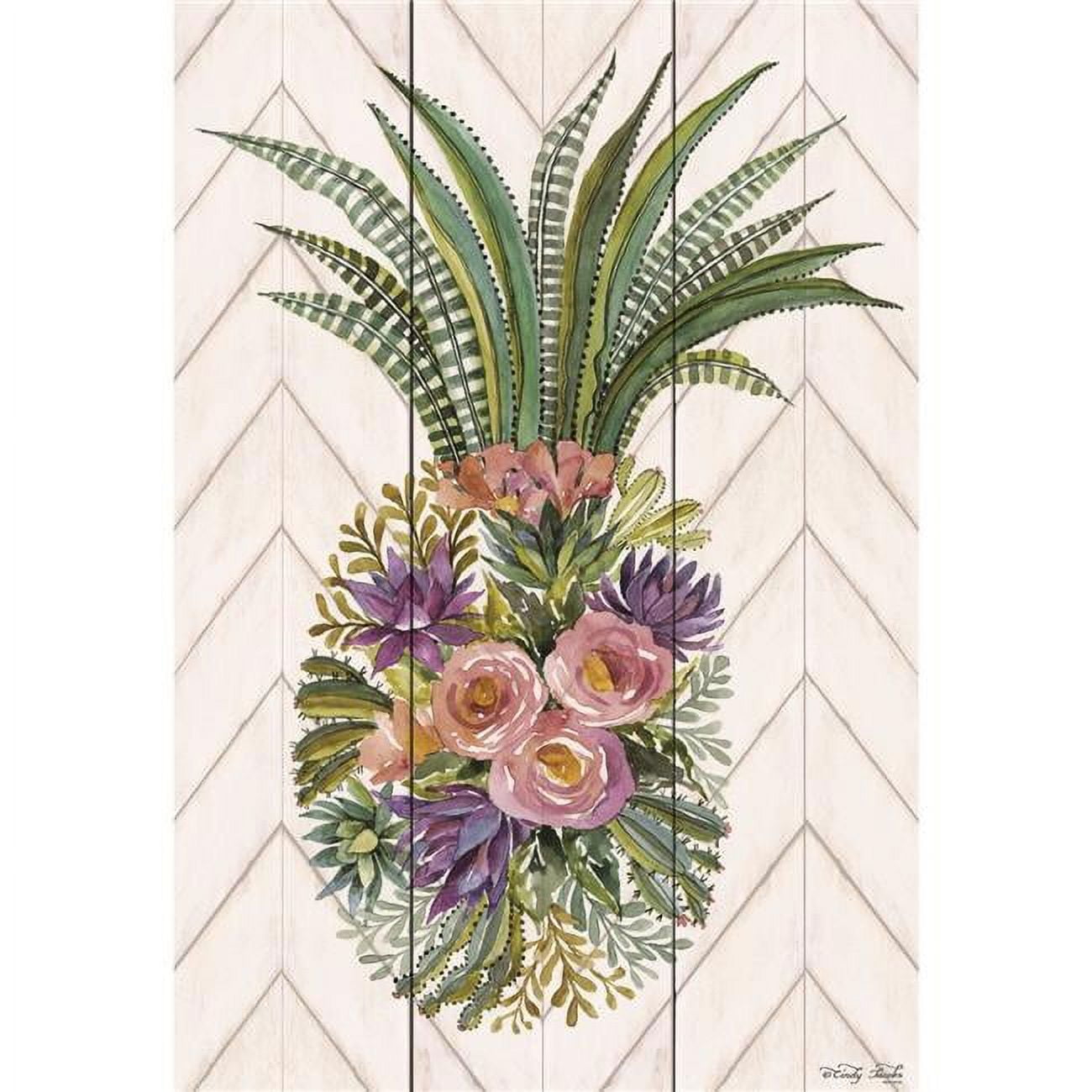 13 x 18 in. Floral Pineapple Polyester Garden Flag