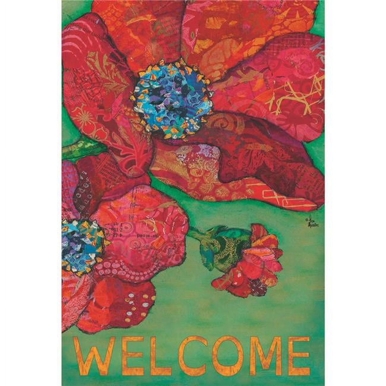 13 x 18 in. Welcome Red Poppy Polyester Garden Flag