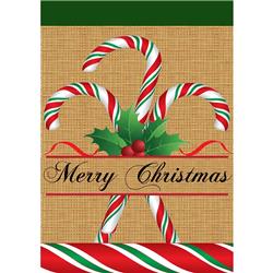 1862 13 x 18 in. Candy Cane Burlap Garden Flag