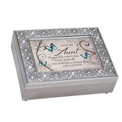 FM130GB Only an Aunt - Music Keepsake Box, Silver Metal Chest
