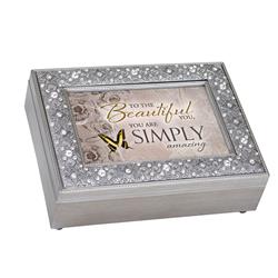 FM134GB To the Beautiful You - Music Keepsake Box, Silver Metal Chest