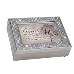 Family Like Branches on a Tree - Music Keepsake Box, Silver Metal Chest