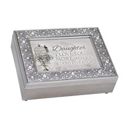 Daughter I Love You - Music Keepsake Box, Silver Metal Chest