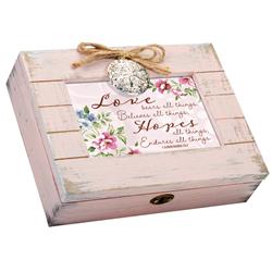 L157SPK Decorative Music Keepsake Box - Love Bears All Things, Believes All Things, Hopes All Things, Endures All Things - 4 x 6 in.