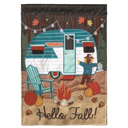M011028 Double Applique Fall Camper Burlap Garden Outdoor Flag