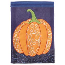 M011018 Double Applique Pumpkin Burlap Garden Outdoor Flag