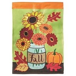 M001046 Double Applique Fall Mason Jars Burlap Large House Outdoor Flag