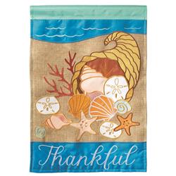 M011064 13 x 18 in. Double Applique Coastal Thanksgiving Polyester Garden Flag