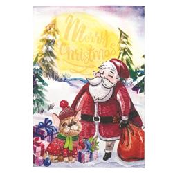 M080037 Print Santa & Puppy Polyester Garden Flag