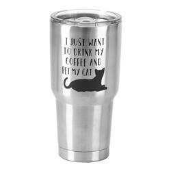 Picture of Dicksons SSTUM-20 30 oz Stainless Steel Cold or Hot Cup Tumbler - Drink Coffee Pet Cat