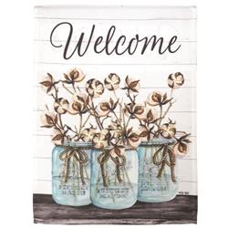 M080066 13 x 18 in. Flag Print Welcome Cotton Jars Polyester Garden