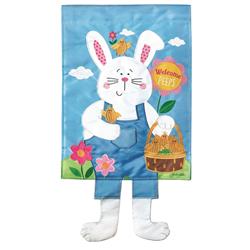 M010125 13 x 24 in. Flag Double Applique Bunny Polyester Garden