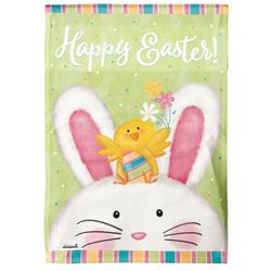 M080085 13 x 18 in. Flag Print Happy Easter Bunny Polyester Garden