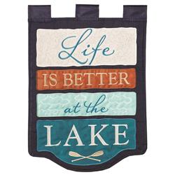 M001135 29 x 42 in. Flag Double Applique Life Is Better At Lake Polyester - Large