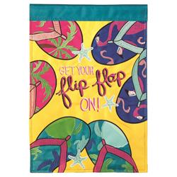 M011141 13 x 18 in. Flag Double Applique Get Your Flop On Polyester Garden