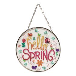 SUNCG-6 6 in. Suncatcher Hello Spring Glass with Suction Cup