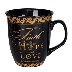Picture of Dicksons MUG104FHL Faith Hope Love 1 Corinthians 13-13 Ceramic Mug - Black