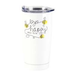 Picture of Dicksons SSTUMW-128 20 oz Bee Happy Proverbs 15-13 Tumbler, White