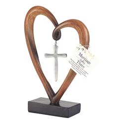 Picture of Dicksons TTCR-345 Heart Silver Cross Tabletop Figurine