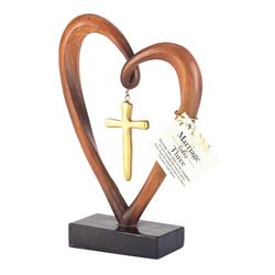 Picture of Dicksons TTCR-346 Heart Gold Cross Tabletop Figurine