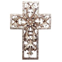 WCR-176 12 in. Gold Decorative Resin Wall Cross