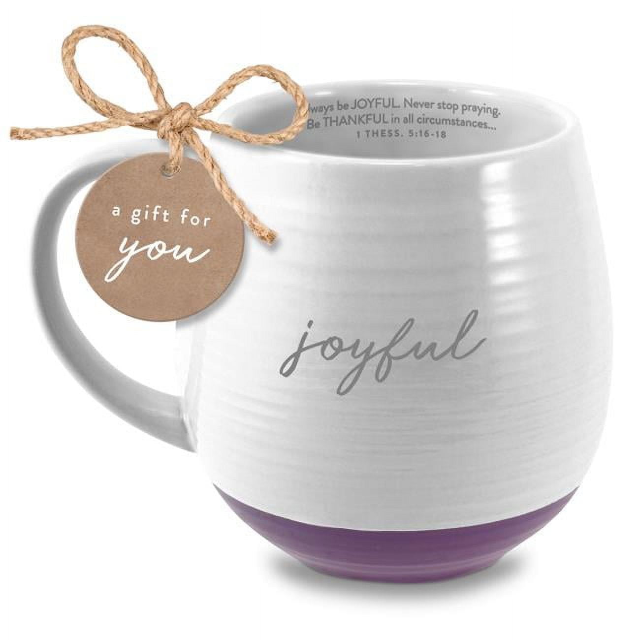 Picture of LCP 18693 18 oz Textured Joyful White Coffee Cup