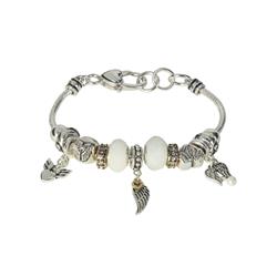 30-4885T 8 in. Multi-Beads Angel Silver Plate Bracelet