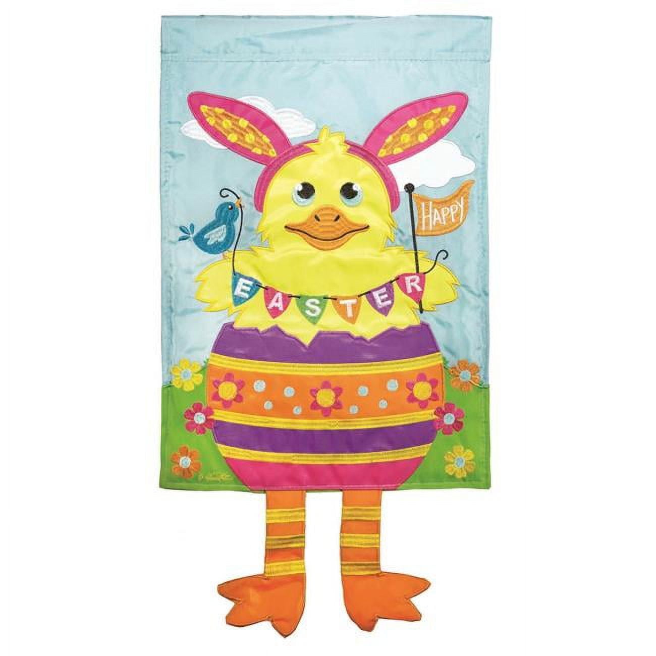 M011291 30 x 44 in. Double Applique Easter Polyester Garden Flag
