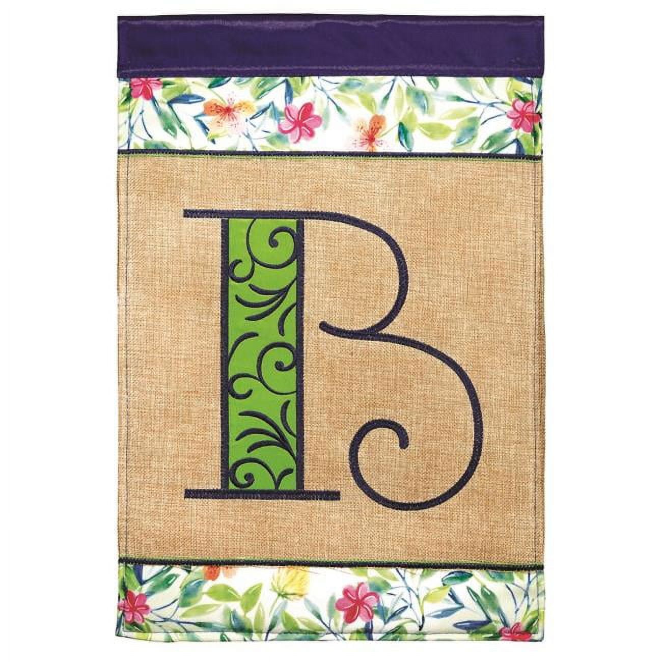 13 x 18 in. Double Applique Monogram B Spring Burlap & Print Garden Flag