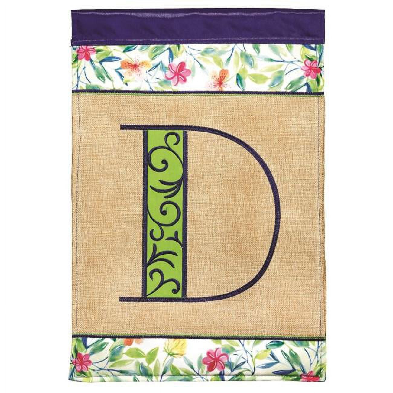 13 x 18 in. Double Applique Monogram D Spring Burlap & Print Garden Flag
