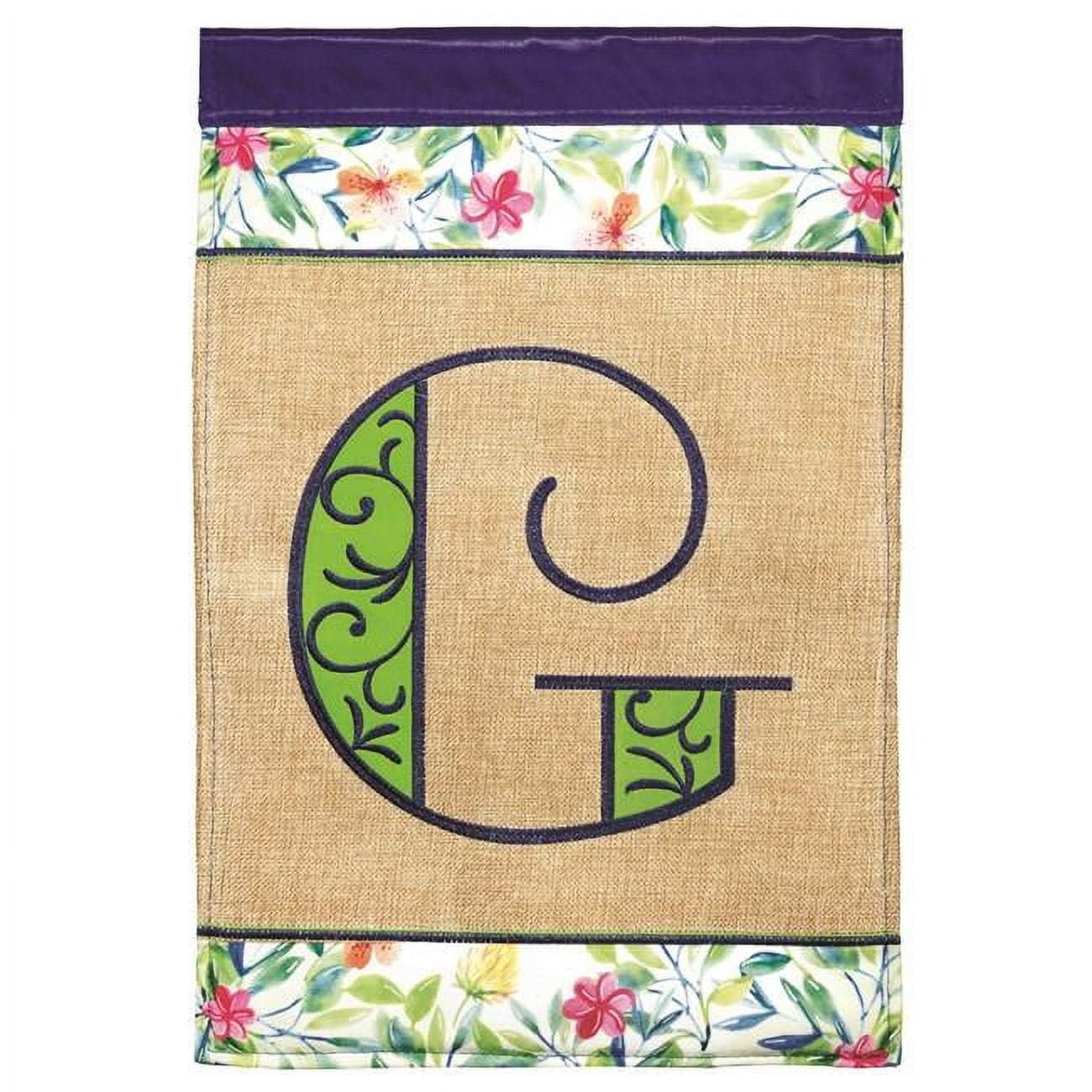 13 x 18 in. Double Applique Monogram G Spring Burlap & Print Garden Flag