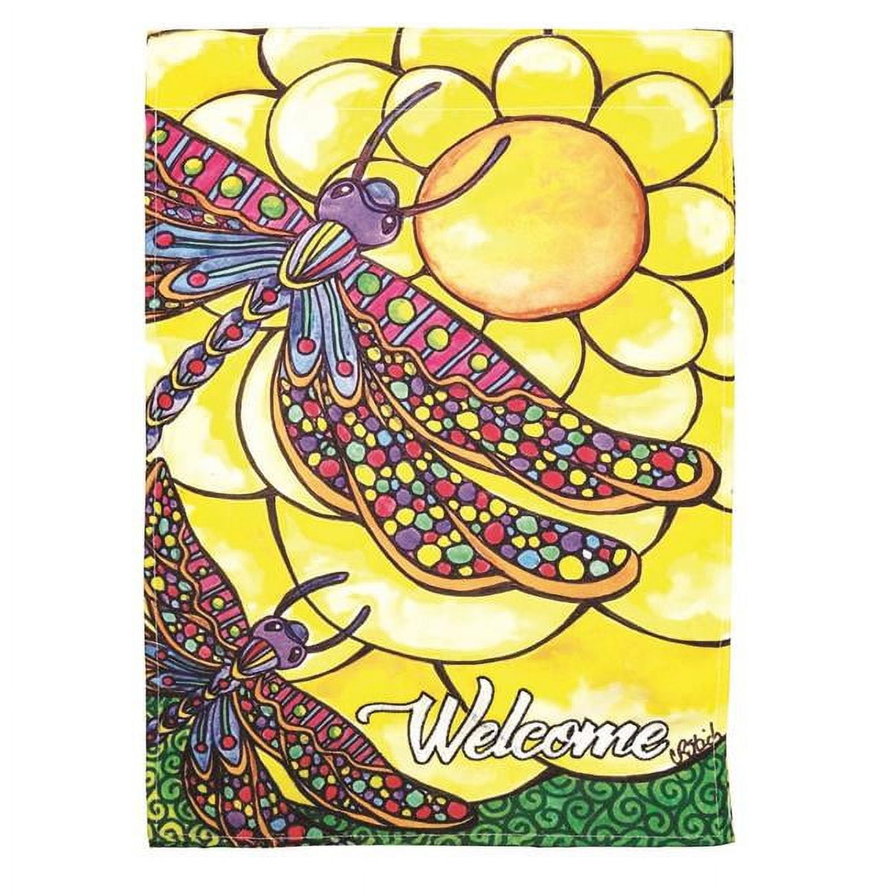 13 x 18 in. Double Applique Dragonflies Polyester & Print Garden Flag