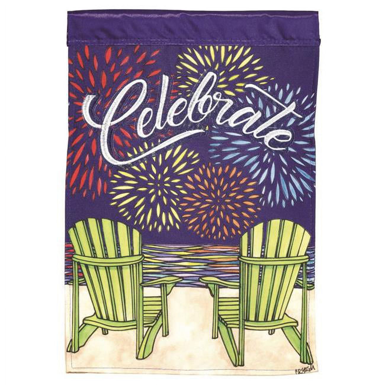 13 x 18 in. Double Applique Celebrate Polyester & Print Garden Flag