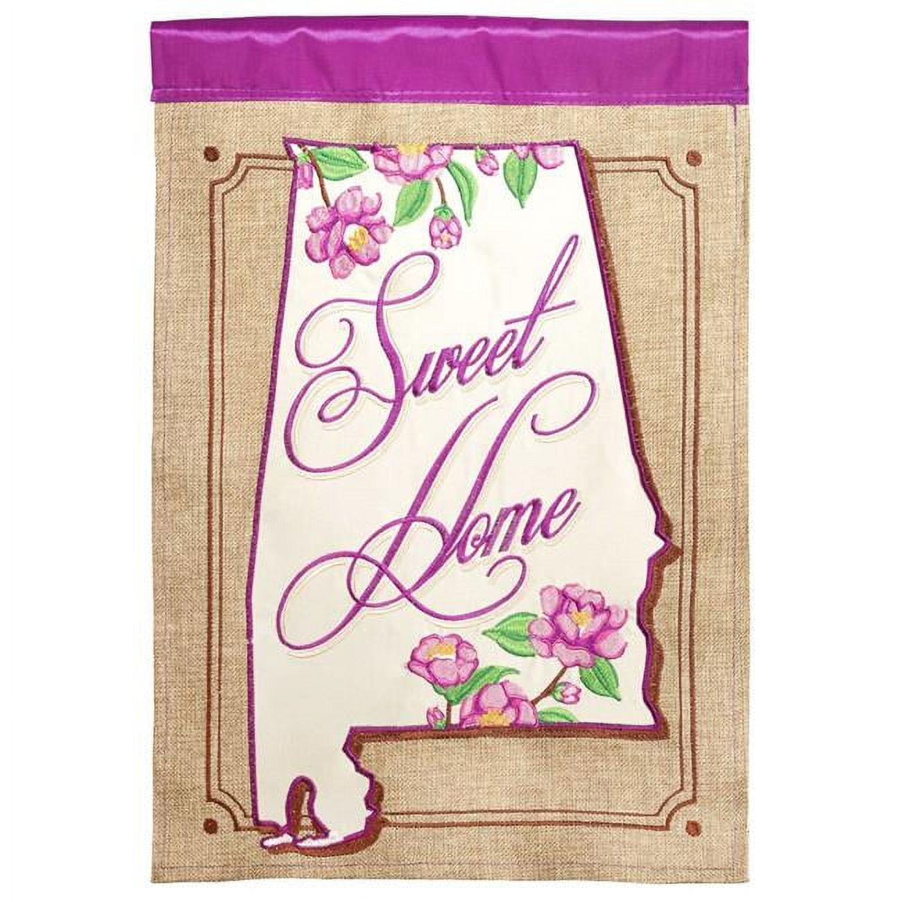 M011342 13 x 18 in. Double Applique Sweet Home Alabama Burlap Garden Flag