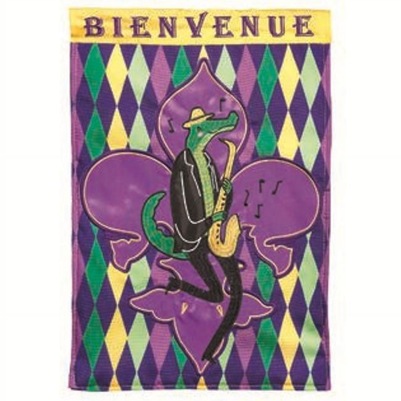 13 x 18 in. Double Applique Alligator with FLD Polyester & Print Garden Flag