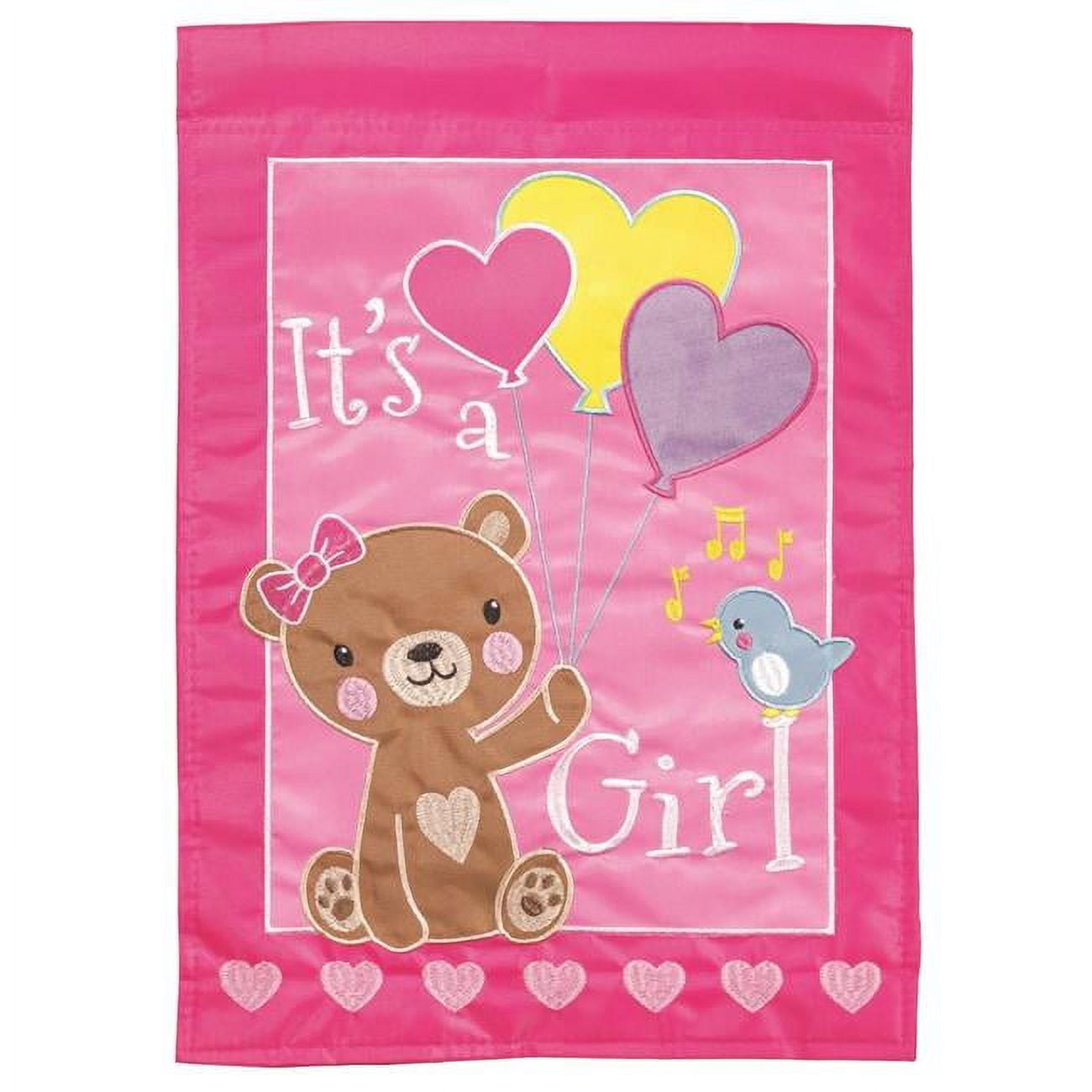 13 x 18 in. Double Applique Its A Girl Polyester Garden Flag