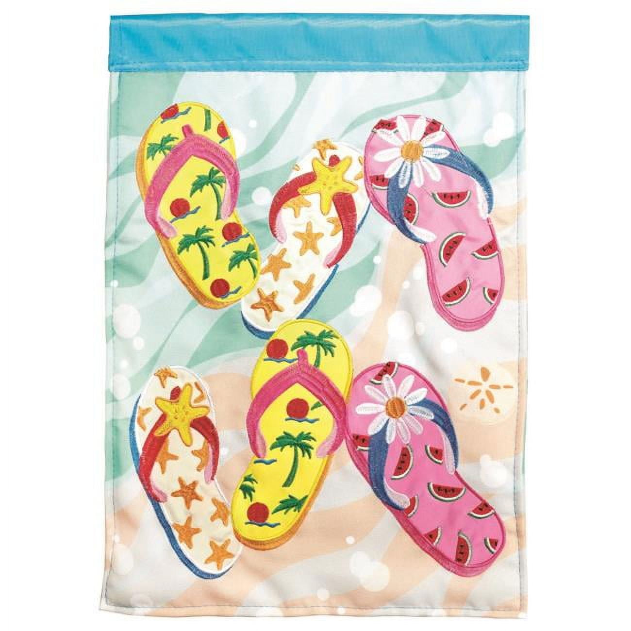13 x 18 in. Double Applique Flip Flops Polyester & Print Garden Flag