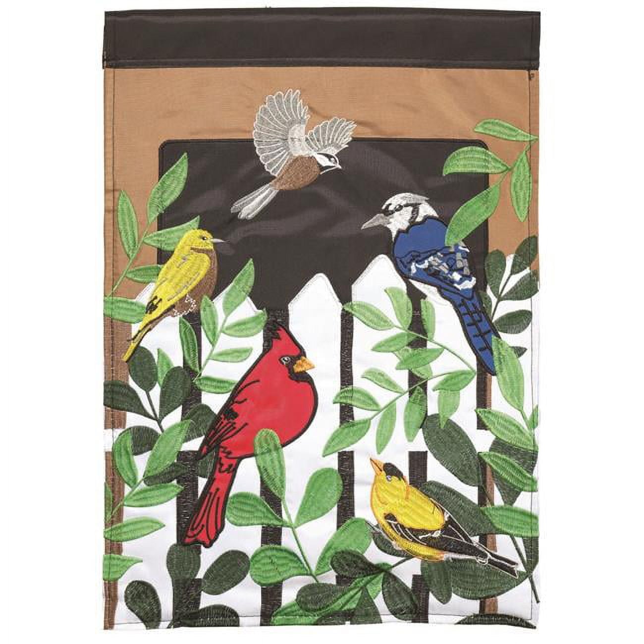 13 x 18 in. Birds On Fence Polyester Garden Flag