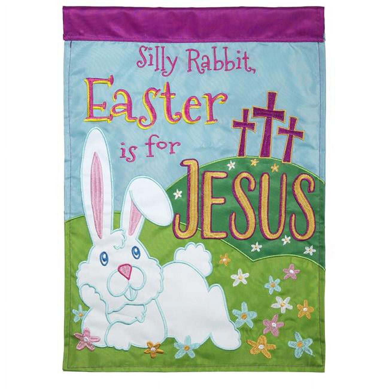 13 x 18 in. Silly Rabbit Polyester Double Applique Garden Flag