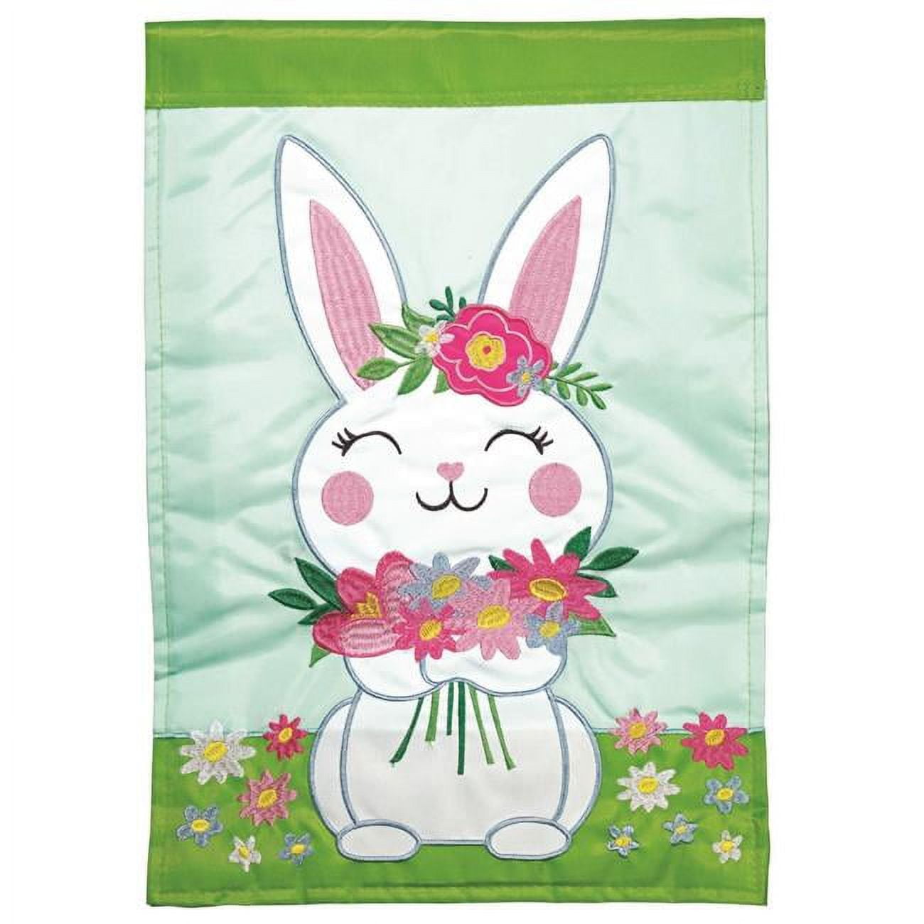 13 x 18 in. Easter Bunny Polyester Double Applique Garden Flag
