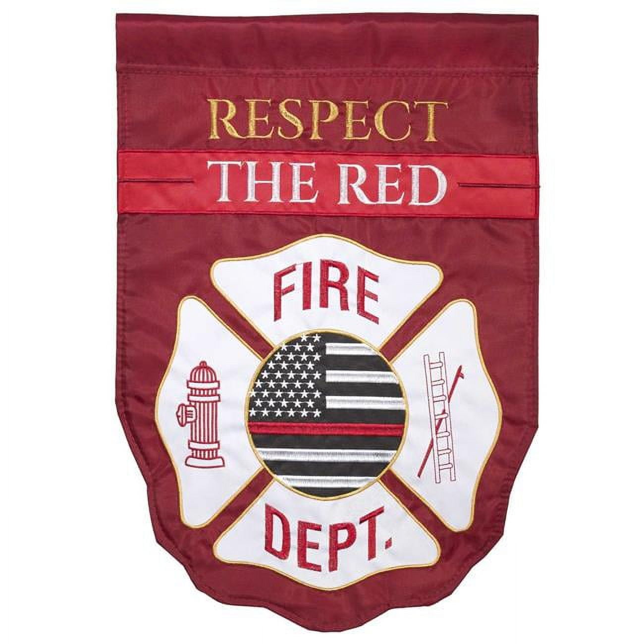 13 x 18 in. Fire Fighter Polyester Double Applique Garden Flag