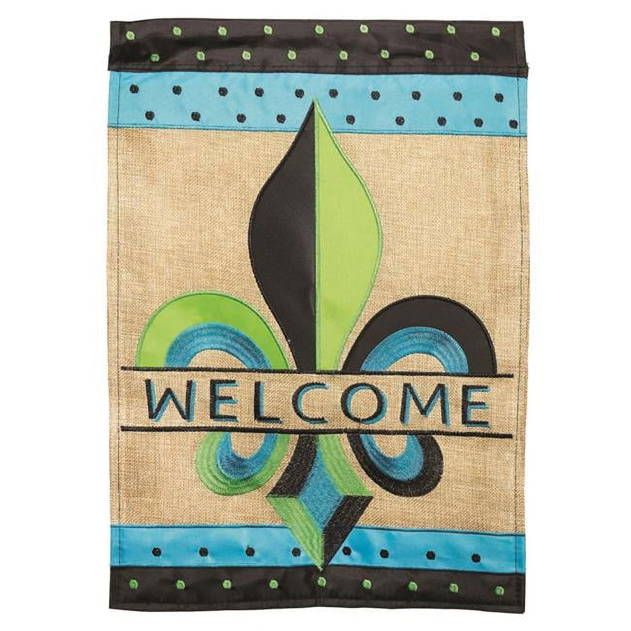 29 x 42 in. Double Applique Two Colored FLD Burlap Garden Flag - Large