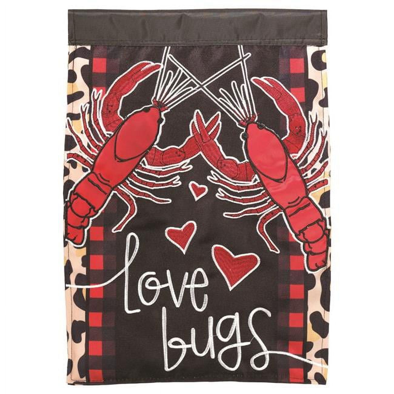 13 x 18 in. Double Applique Crawfish Lovepoly & Print Garden Flag