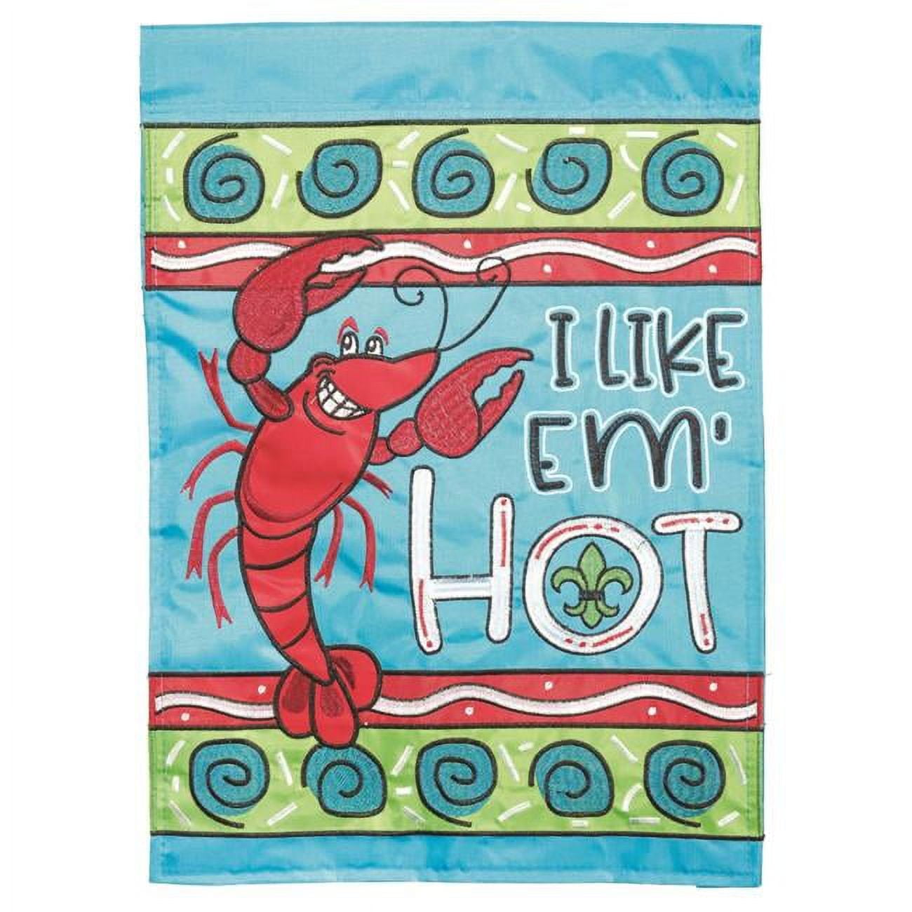 Double Applique I Like Em Crawfish Polyester Garden Flag