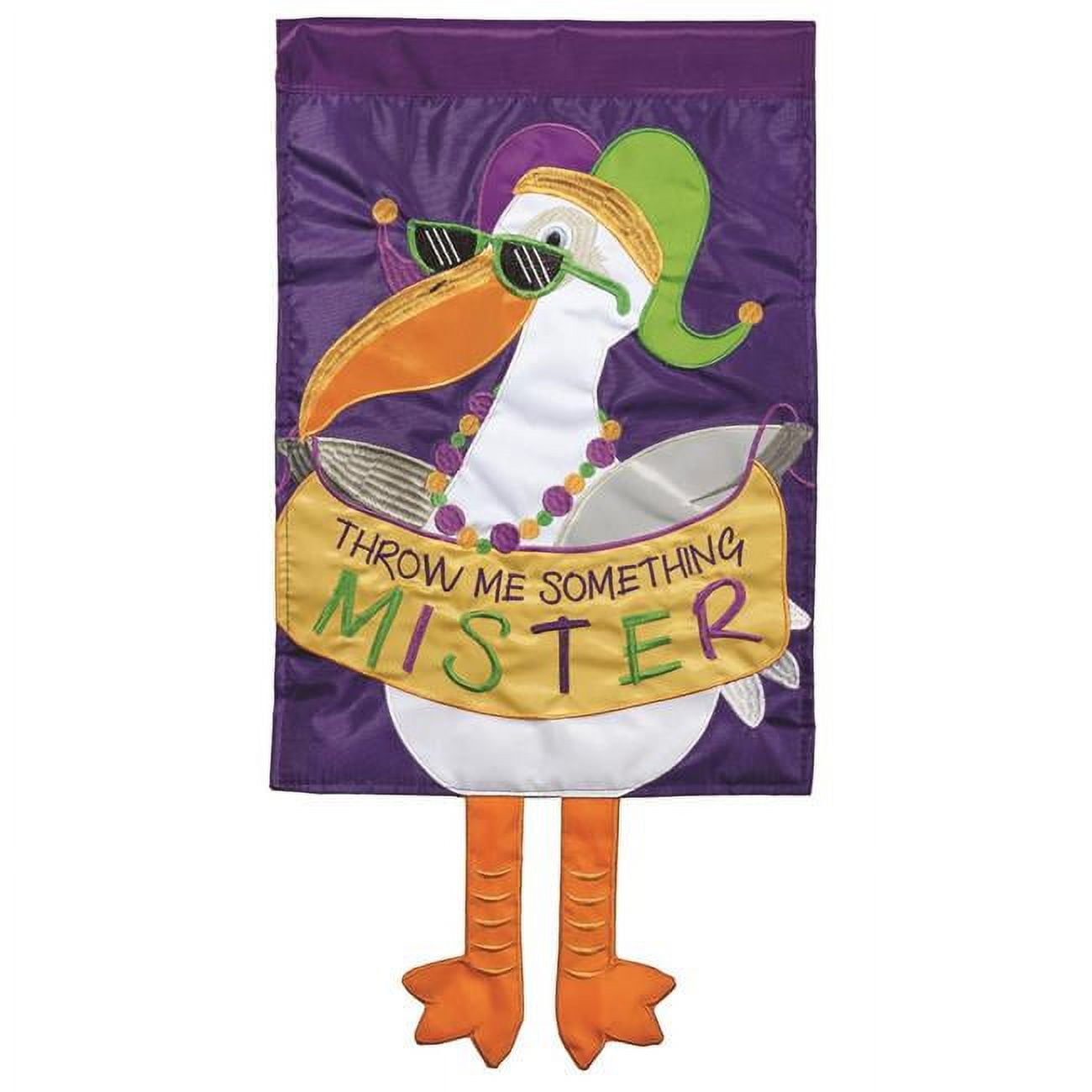 30 x 44 in. Double Applique Pelican with Beads Polyester Garden Flag