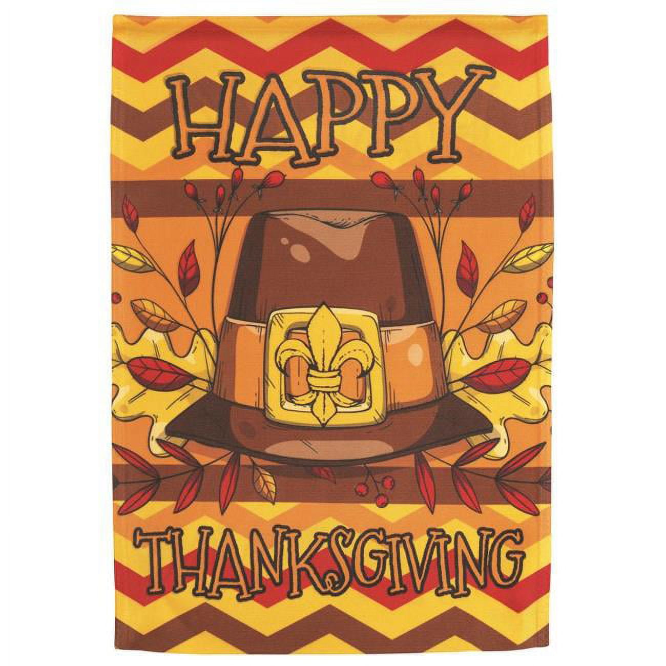 Happy Thanksgiving Fleur De Lis Printed Garden Flag - Large