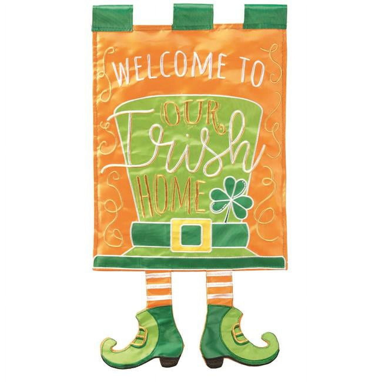 30 x 44 in. Leprechaun Hat Applique Garden Flag